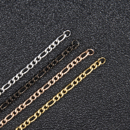 Side Flat Stainless Simple Titanium Steel Figaro Chain Ornament Necklace