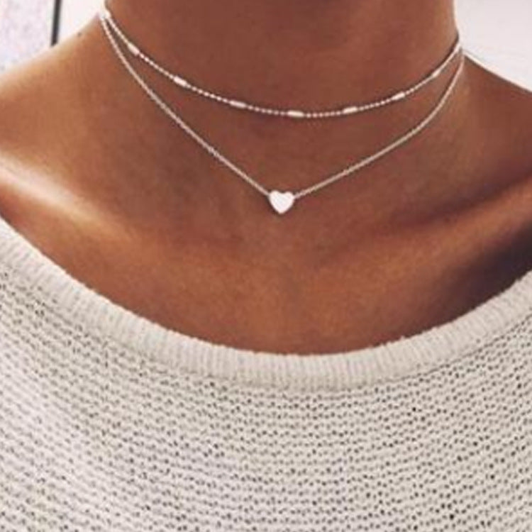 Women's Peach Heart Multi-layer Clavicle Necklace